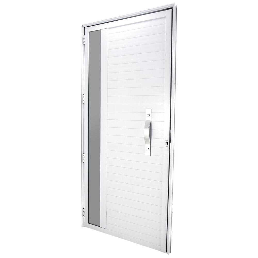 Porta de Abrir Lambri Direita Com Friso Com Puxador 1,00x2,16 Branca Crv