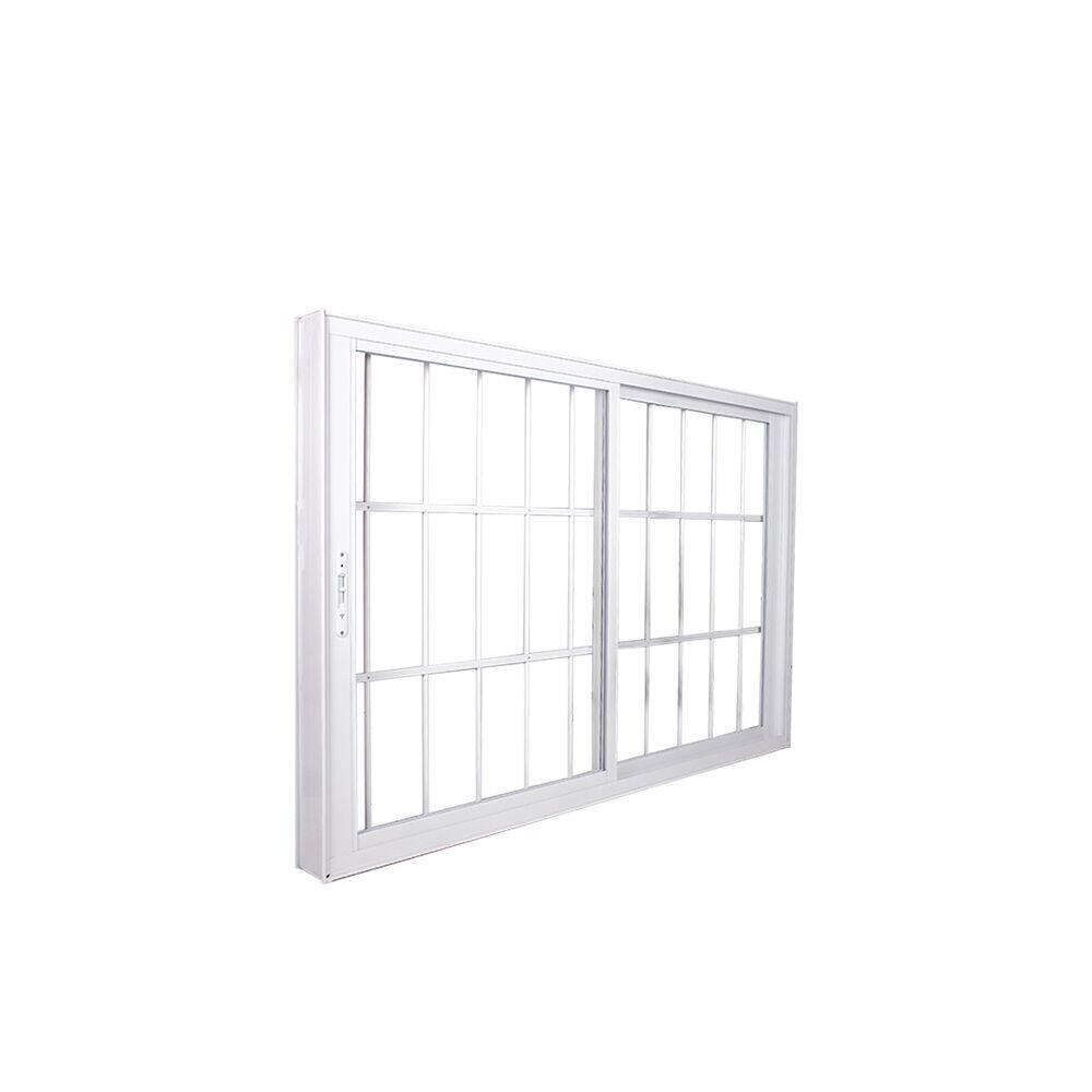 Janela de Correr Nobre 2 Folhas e 1 Fixa com grade 150x150 Branco CRV