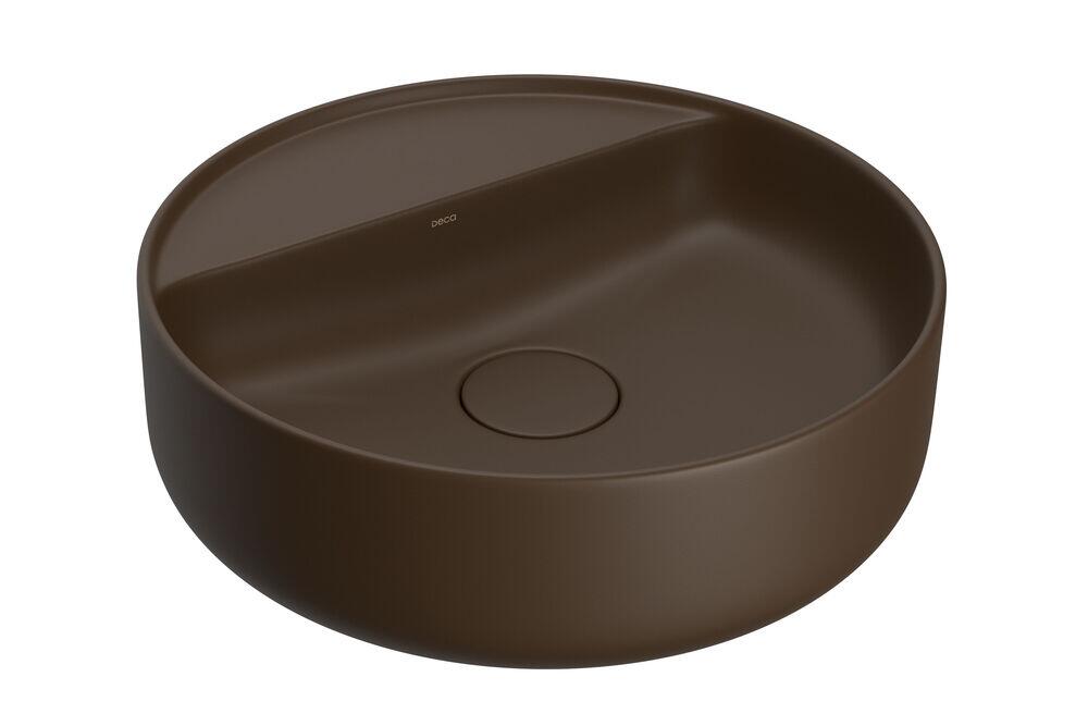 Cuba para Banheiro de Apoio Redonda com Mesa Slim 40cm Marrom Fosco L.12040.M.22 Deca