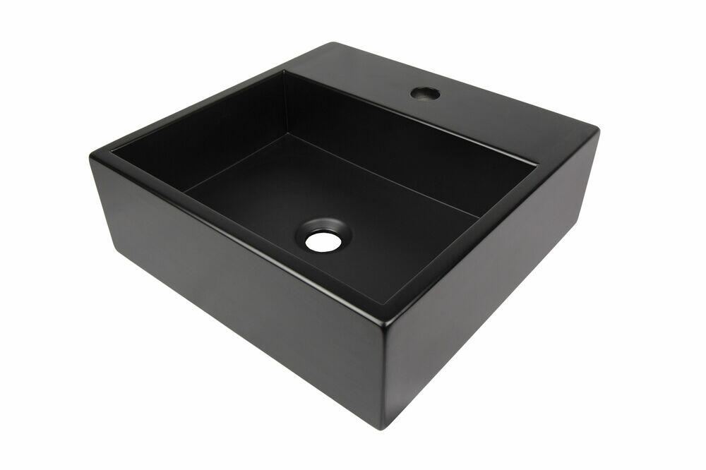 Cuba para Banheiro de Apoio Onix 40x40cm Preto Fosco Venturi