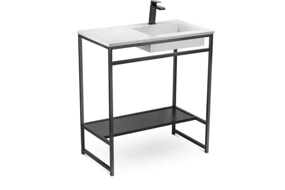 Balcão Iron Black Com Cuba 80cm Preto/Branco Venturi