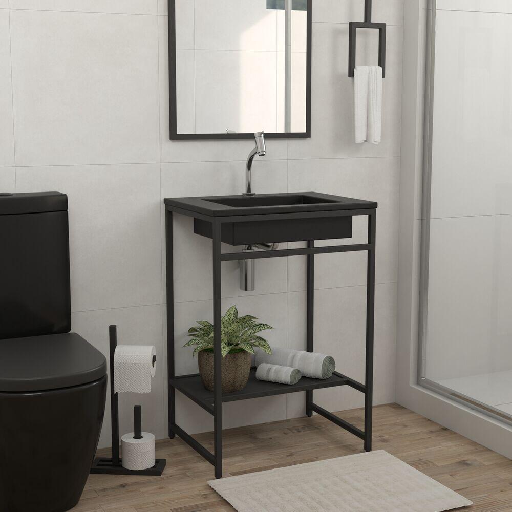Balcão Iron Black Com Cuba 60cm Preto Fosco Venturi