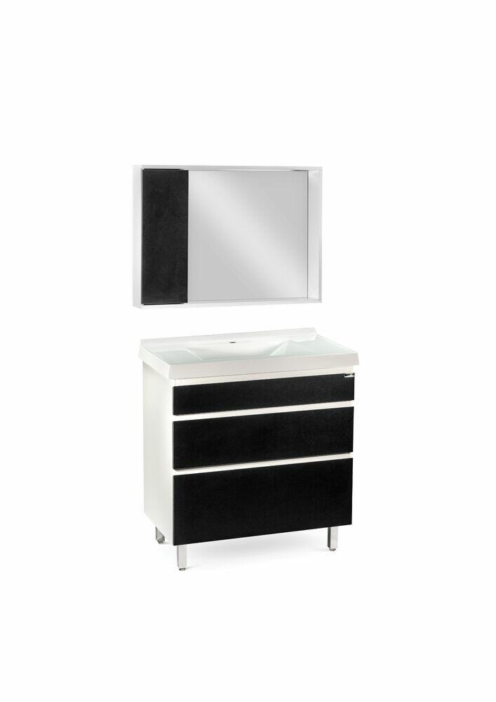 Kit Balcão Riviera Branco e Preto 80x45 Venturi