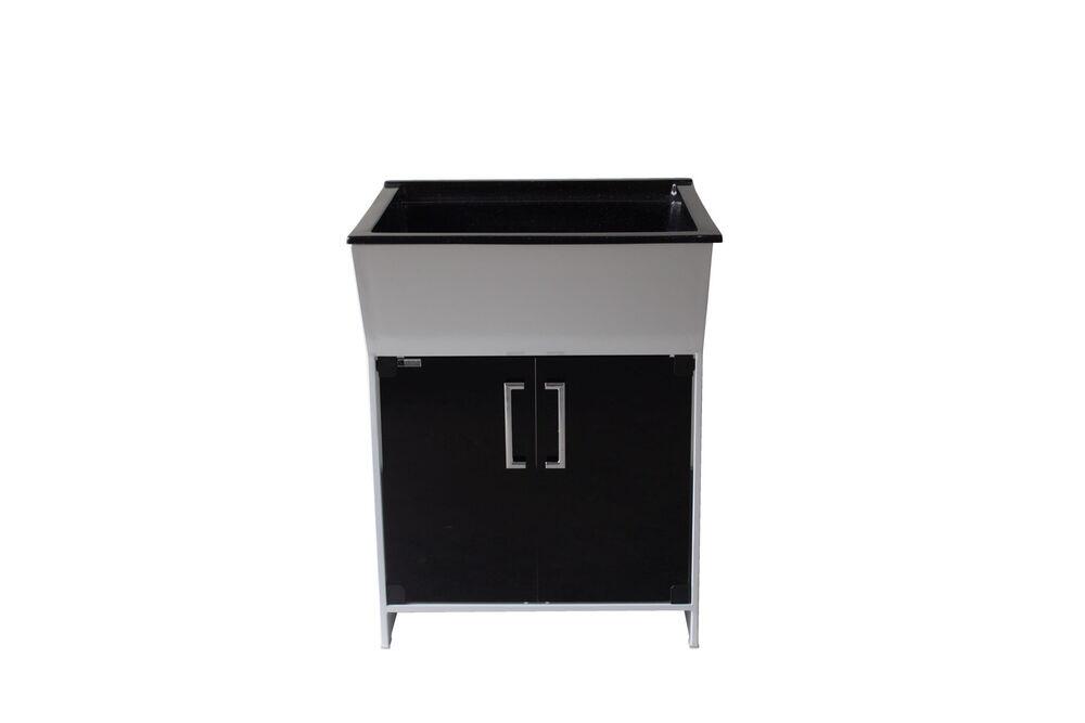 Tanque Vidro com Cuba 66cm Branco/Preto Venturi