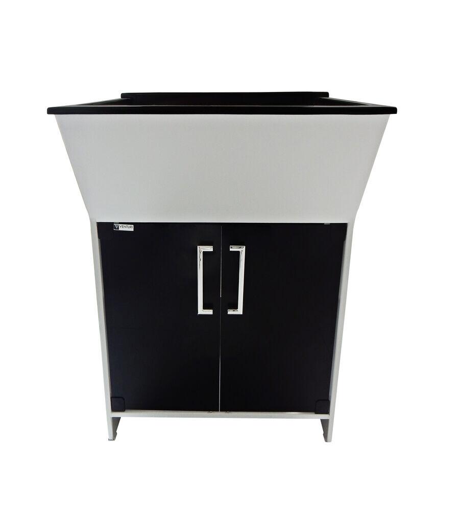 Tanque Vidro com Cuba 40cm Branco/Preto Venturi