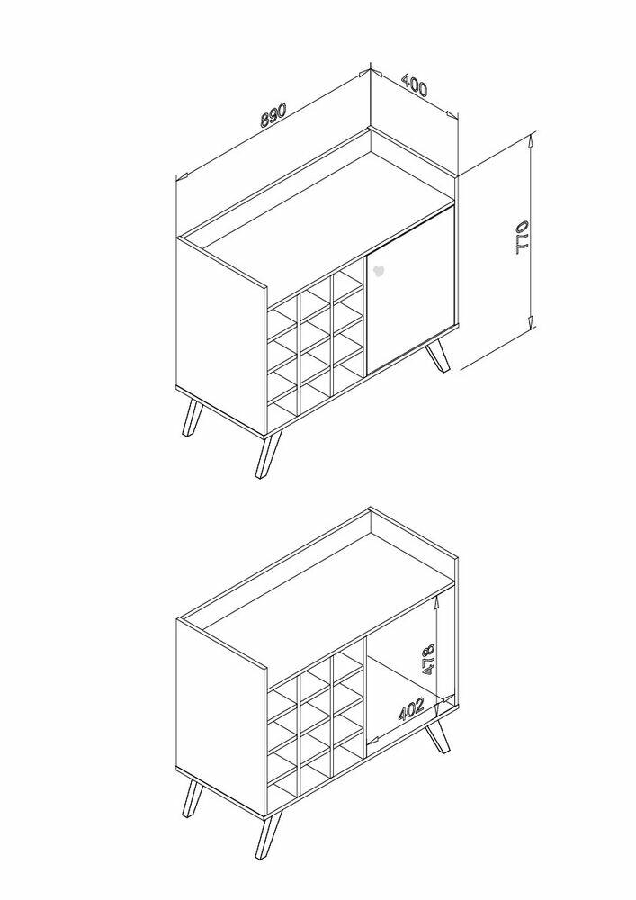 Aparador Rack 1 Porta Garrafeiro 89x77x40 Rustico Movelbento