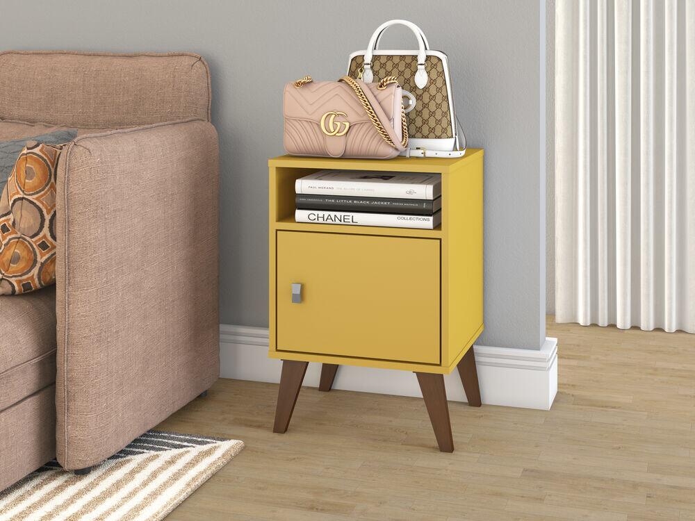 Criado Mudo Mesa de Cabeceira 40x60x38 Amarelo Movelbento