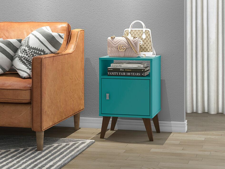 Mesa de Cabeceira 40x60x38 Turquesa Movelbento