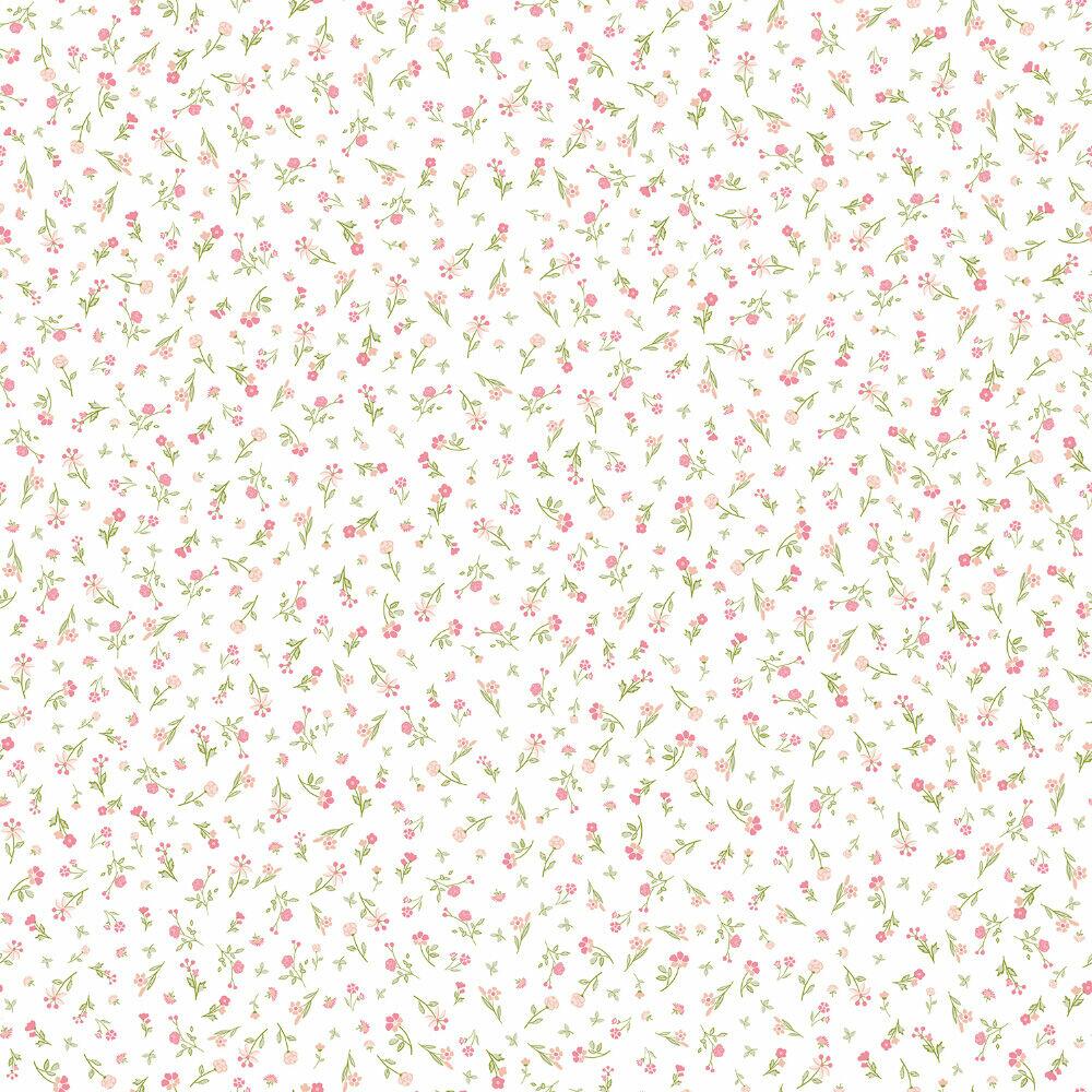 Papel de Parede Floral 0,52x9,5 Rosa Bobinex