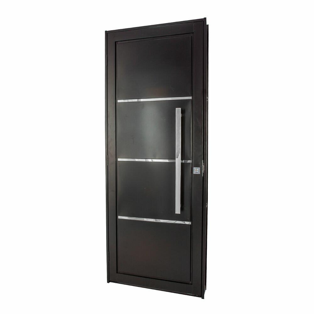Porta Pivotante R120 Esquerdo com Friso 215x84 Preto CRV