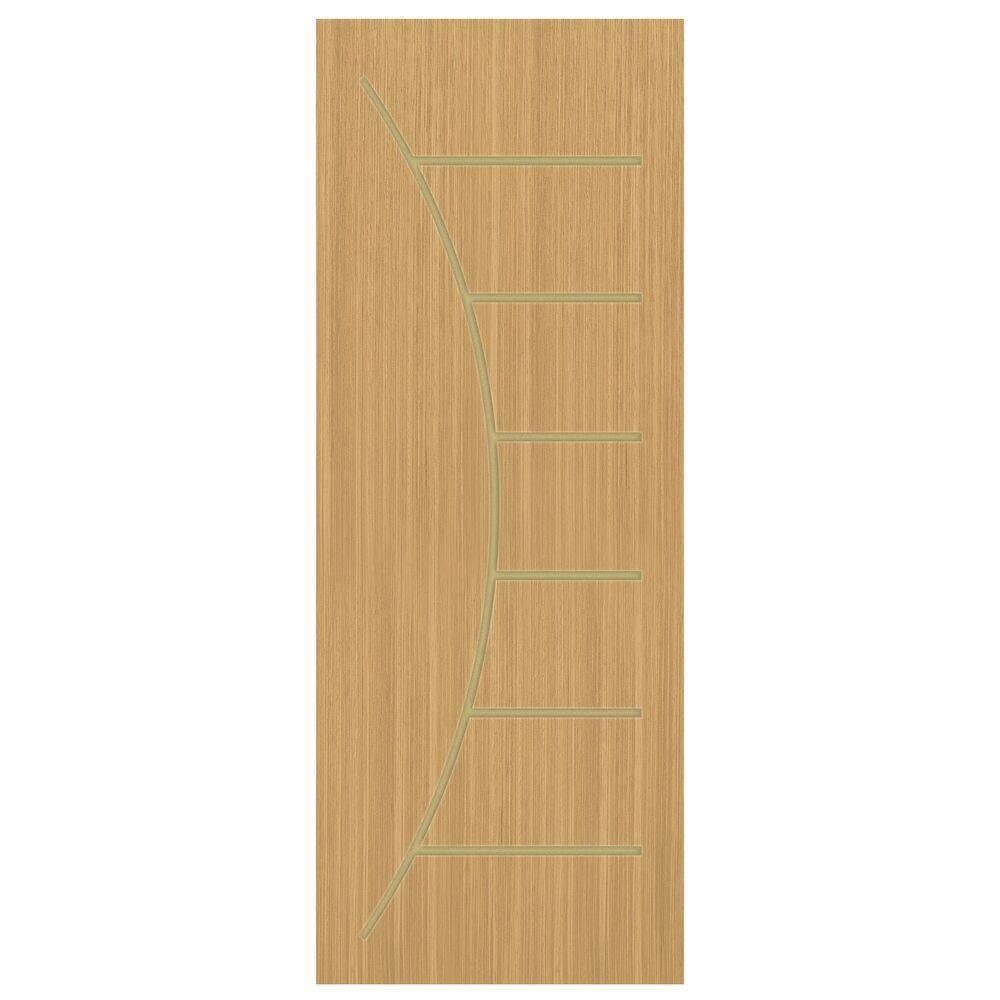 Porta de Abrir Semi-Sólida PF014 Freijó Frisada 210x70cm Pinhal