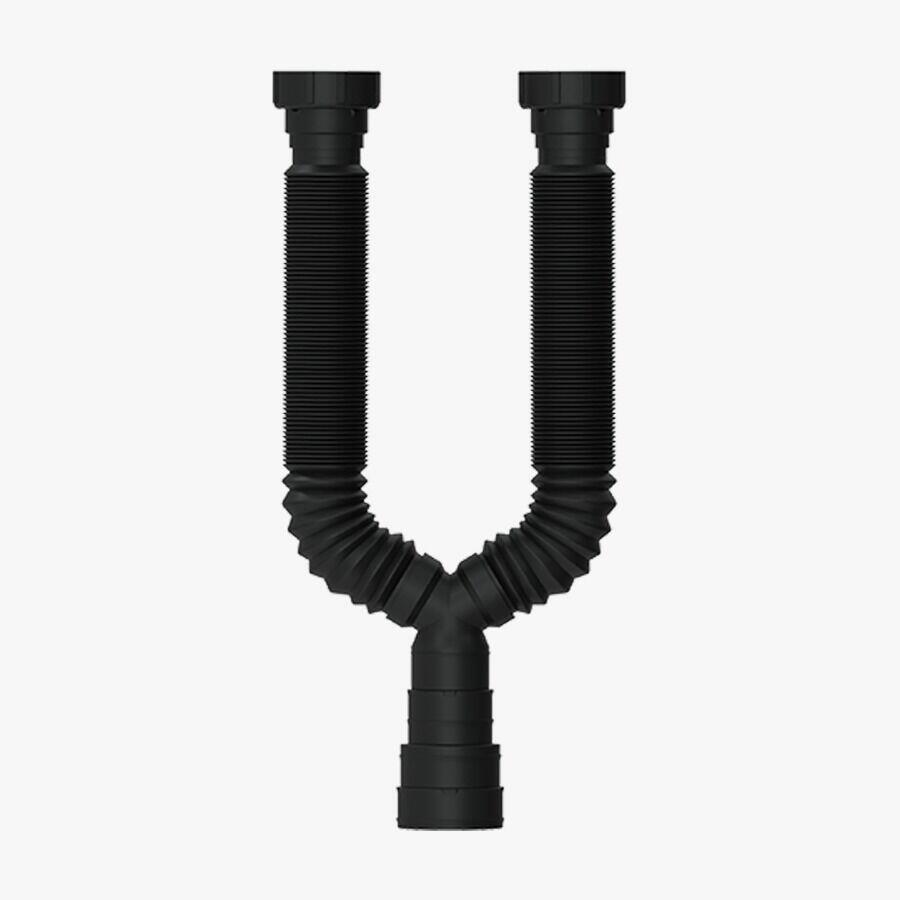 Sifão Tubo Extensivo Duplo Universal Com Canopla 0,7 Preto Blukit