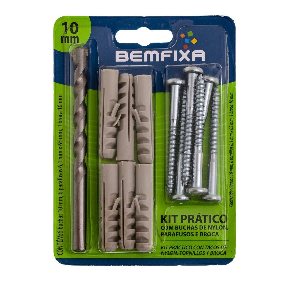 Kit Buchas para Concreto Com Parafuso Com Broca 10mm Cinza Bemfixa