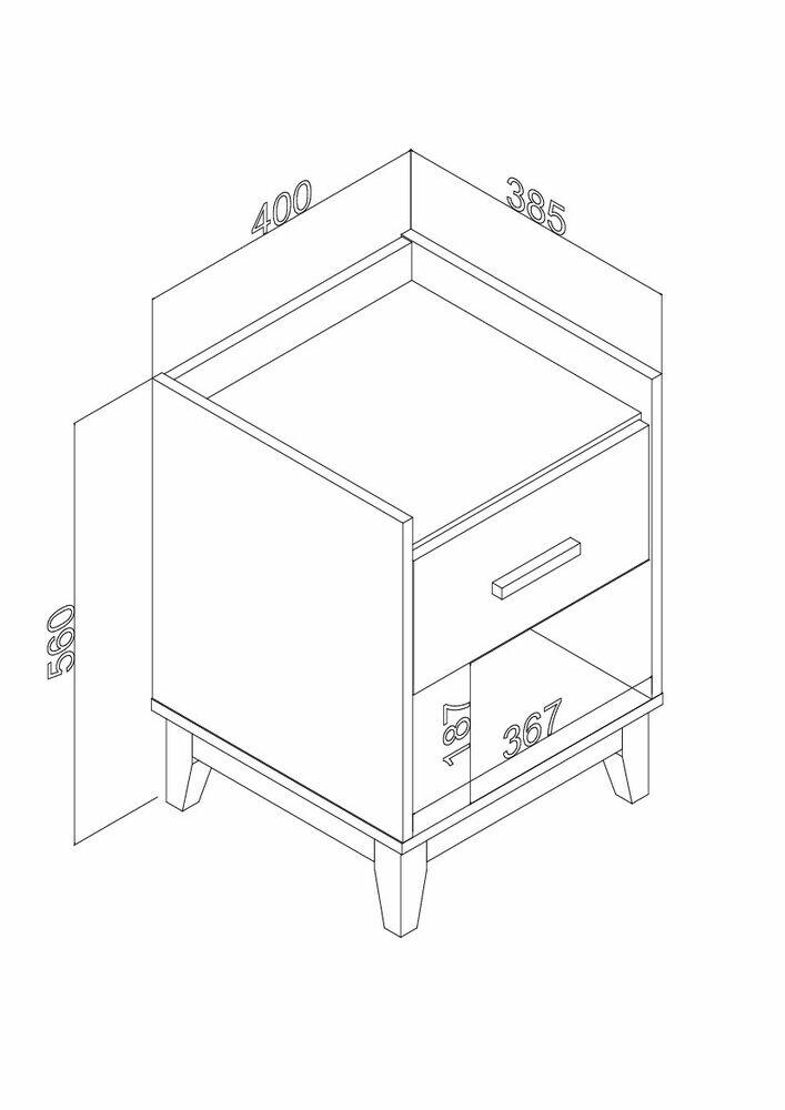 Criado Mudo LE 6006 1 Gaveta 40x56x38 Preto Movelbento