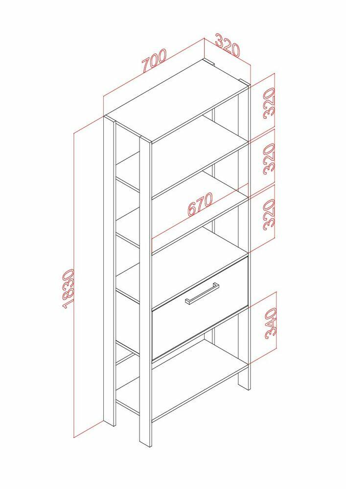 Estante Torre Basculante 70x184x32 Rustico e Preto Movelbento