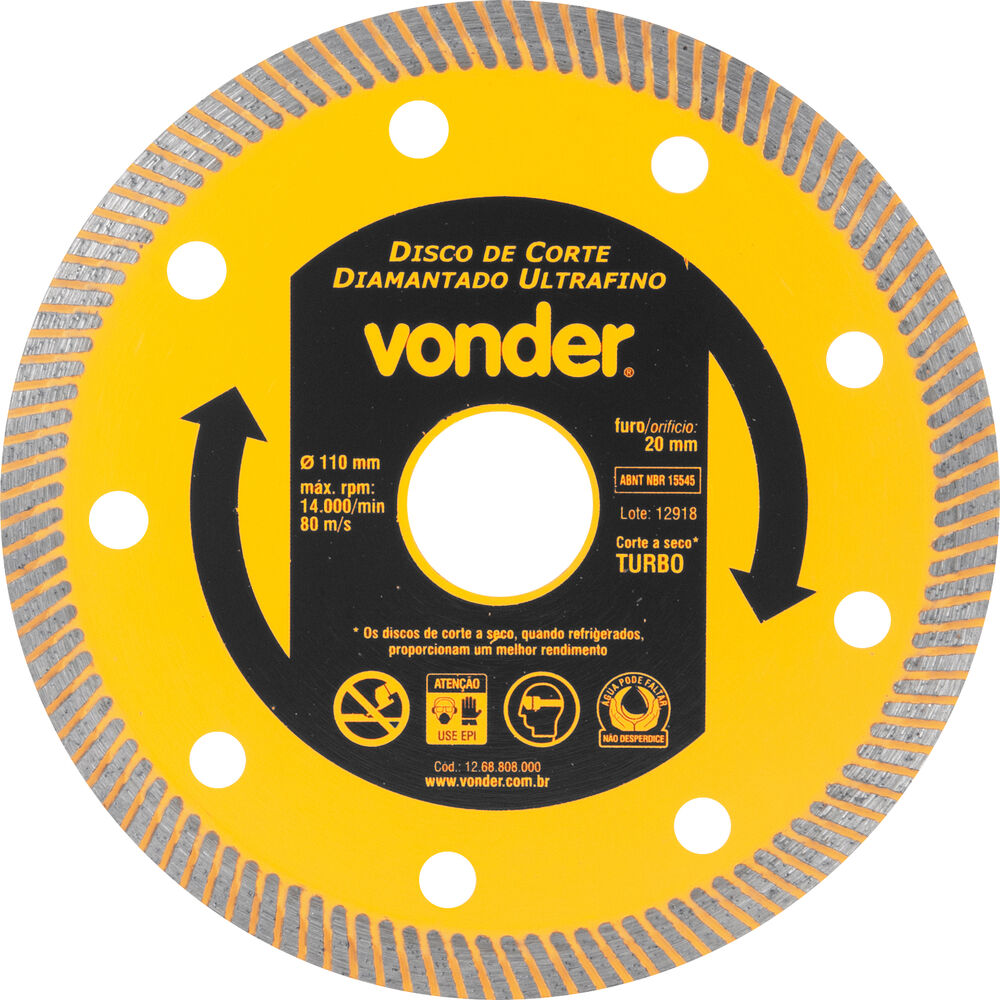 Disco Diamantado Turbo Porcelanato 110mm Vonder