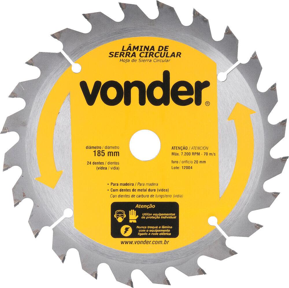Lâmina Videa de Serra Circular 48 dentes 185mm Amarela e Preto Vonder