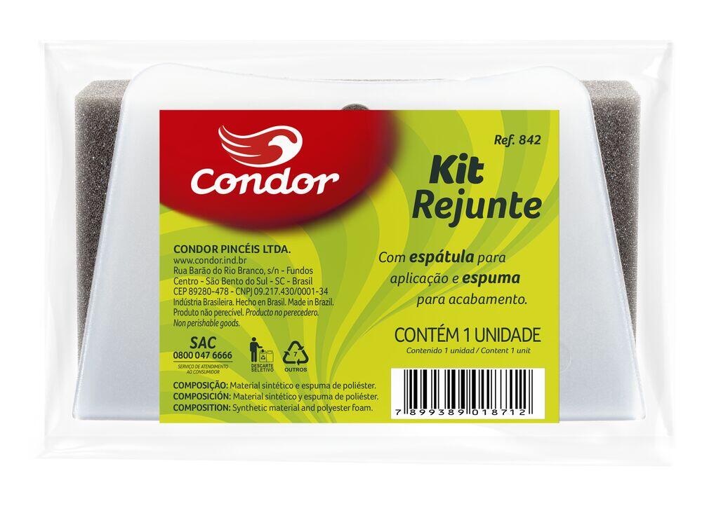 Espátula Plástica e Kit para Rejunte Cinza Condor