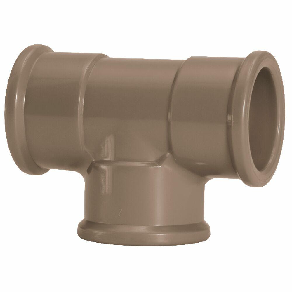 Tee 32mm Pvc Soldável Marrom Amanco