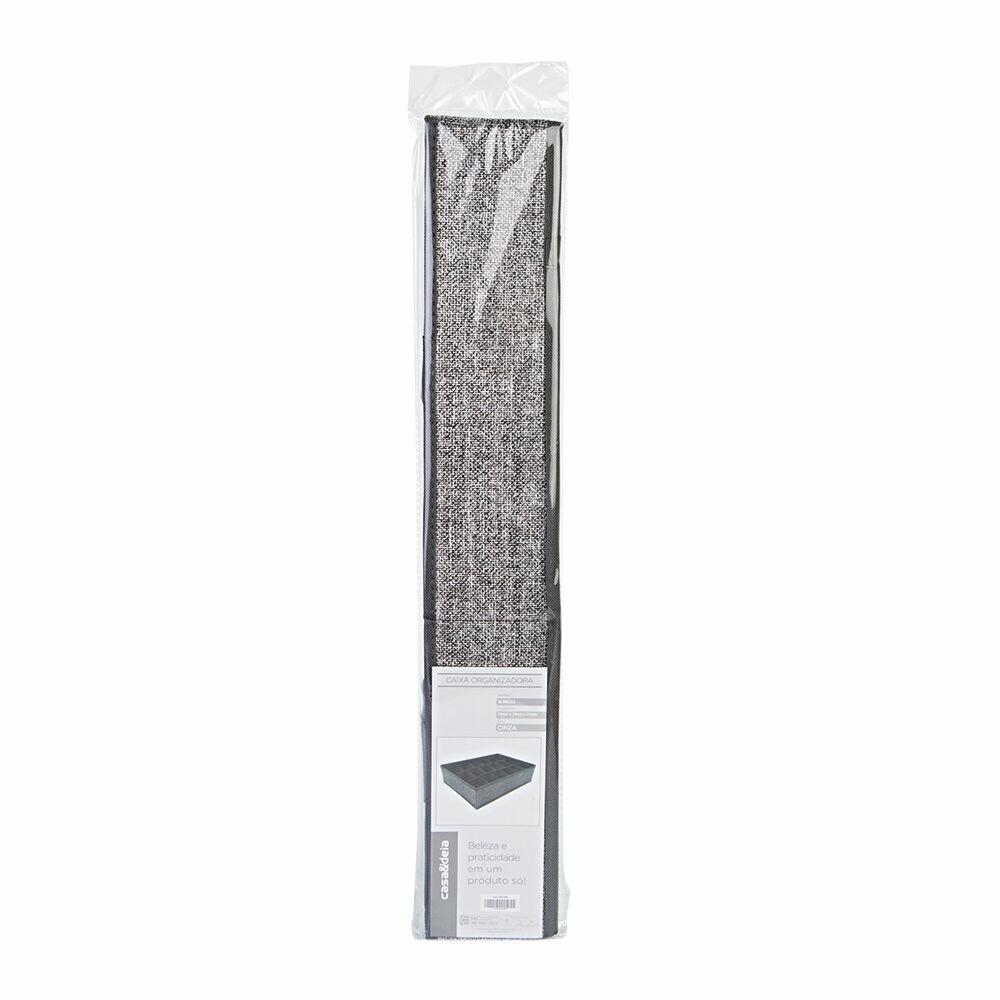 Caixa Organizadora 9X24X34cm com 18 Seções Cinza Casa&Ideia