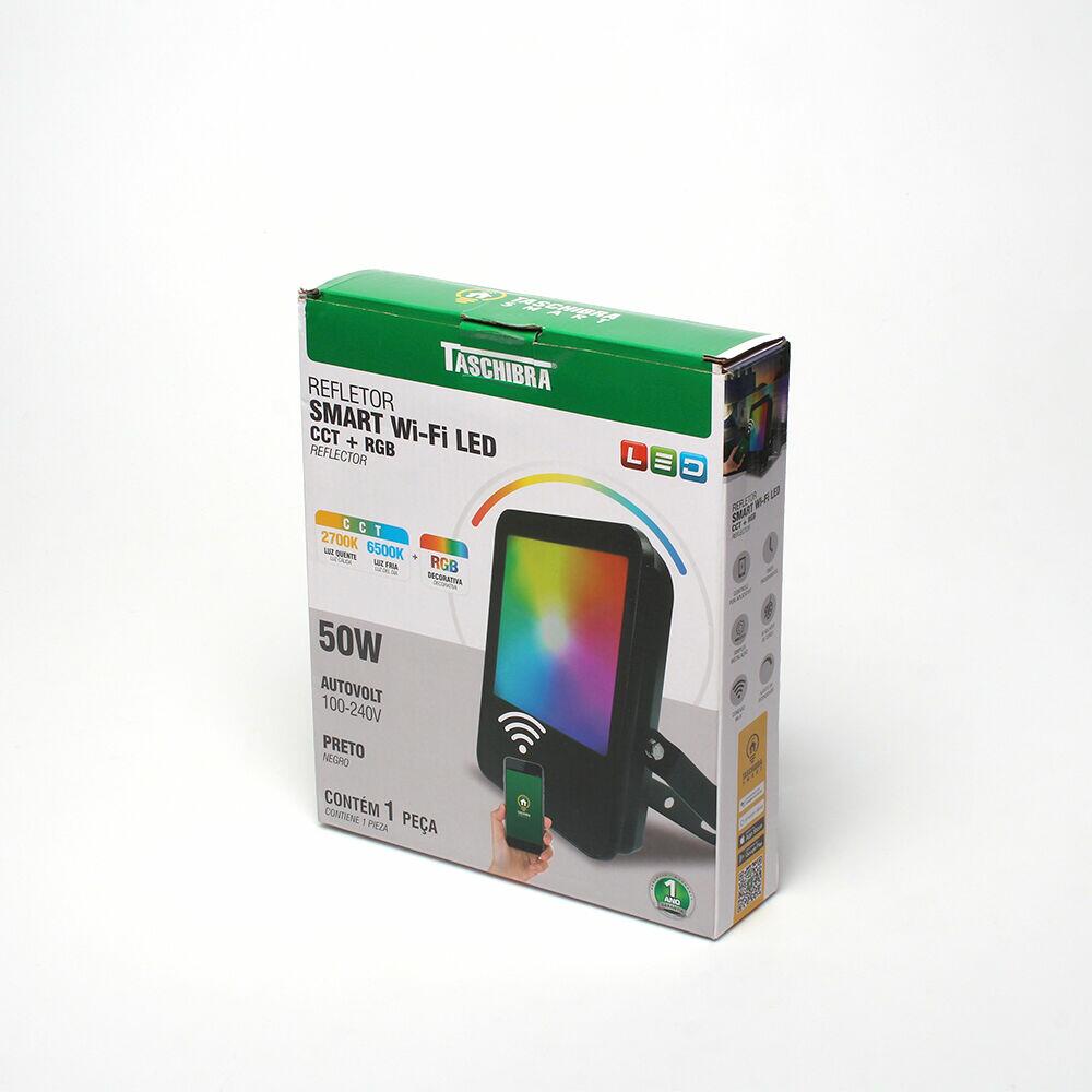Refletor Led 50W Smart Wi-fi Autovolt Preto Tashibra