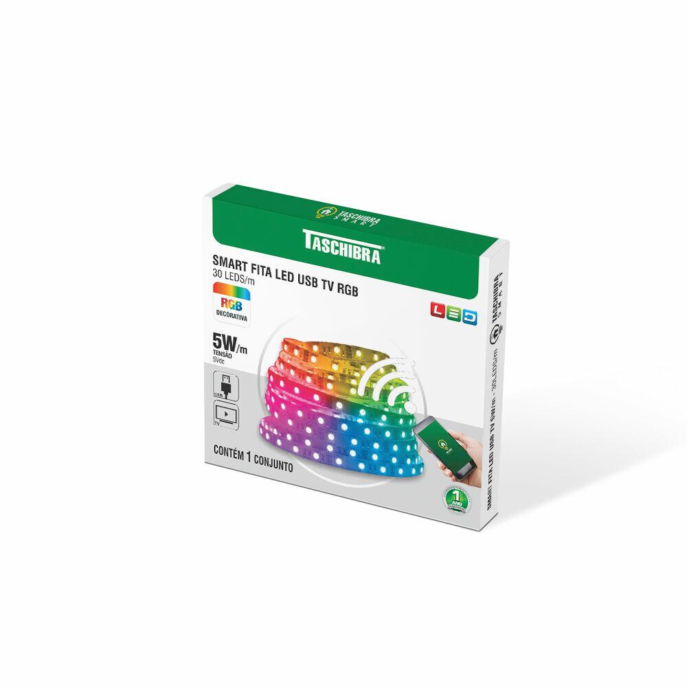Fita de Led 5W Smart RGB/USB 30Leds/m 2m 12V Colorido Taschibra