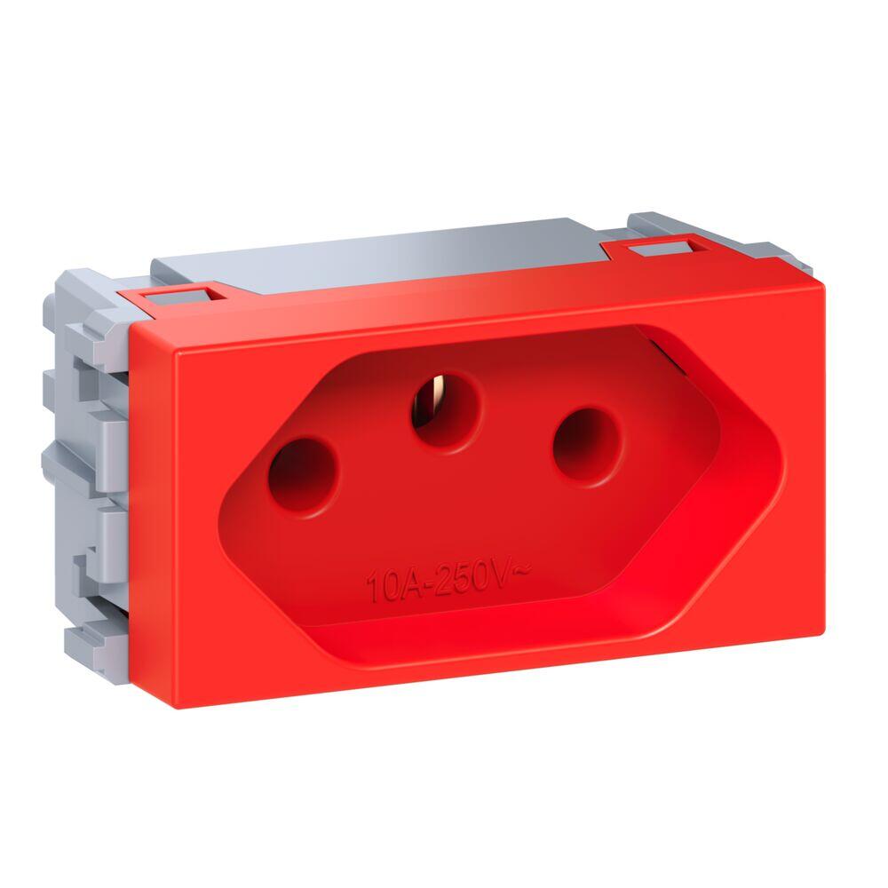 Módulo Tomada 2P+T 10A Esatta Vermelho Weg