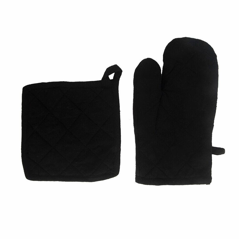 Kit Pega Panela e Luva 2 Peças Preto Casa&Ideia