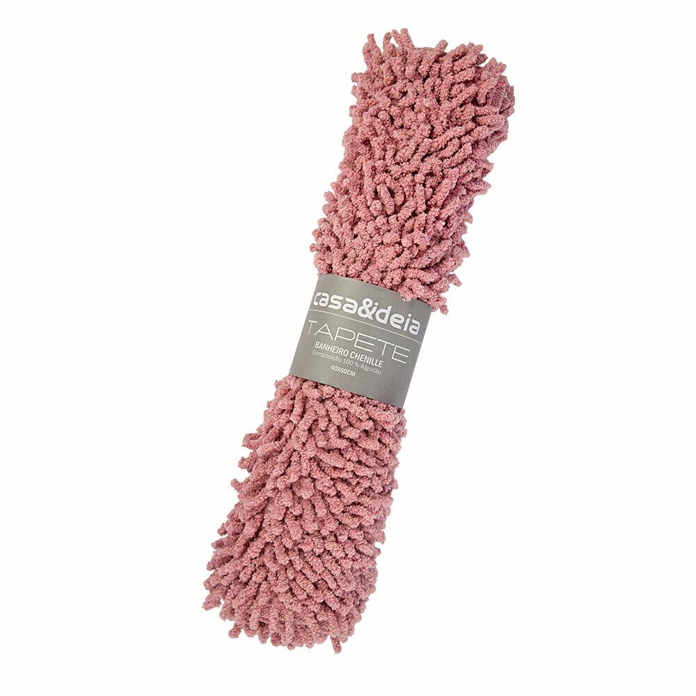 Tapete para Banheiro Chenille 40x60cm Rosa Casa&Ideia