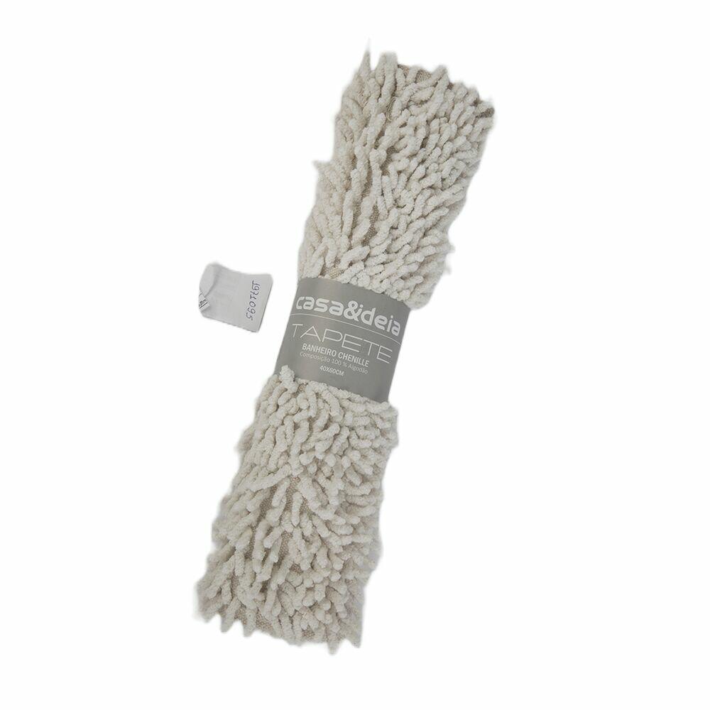 Tapete para Banheiro Chenille 40x60cm Branco Casa&Ideia