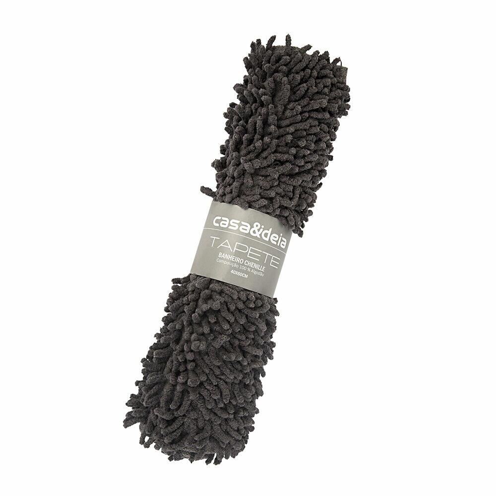 Tapete para Banheiro Chenille 40x60cm Cinza Casa&Ideia