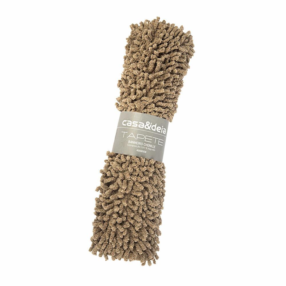 Tapete para Banheiro Chenille 40x60cm Marrom Casa&Ideia