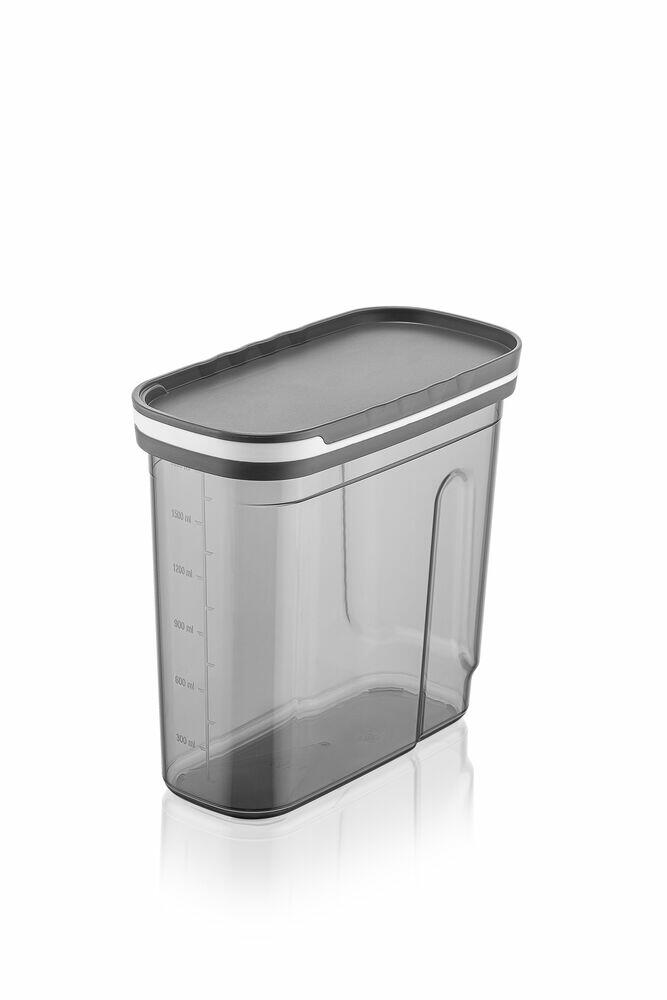 Pote de Plástico 1,8 litros Dupla Abertura Cinza Casa&Ideia