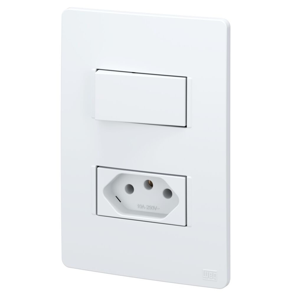 Conjunto 2 Seção 1S Tomada 2P+T 10A Esatta Branco 250V Weg
