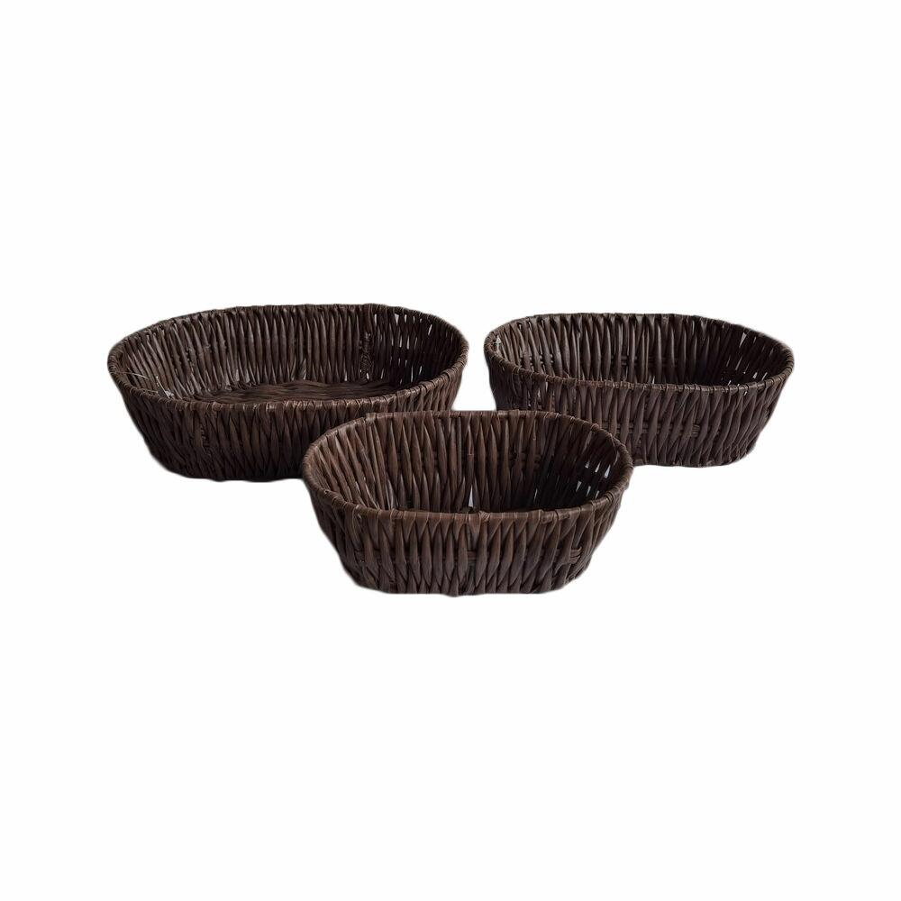 Cesta Organizadora Oval PVC 25cm Marrom Diagonal