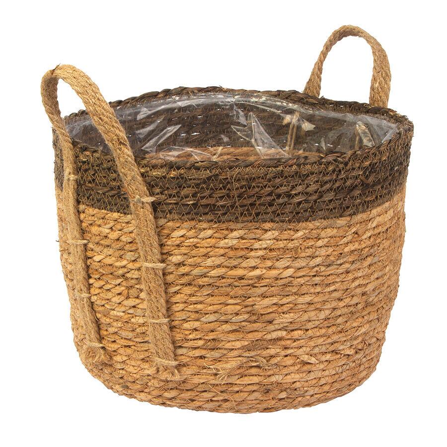 Cesta Decorativa com Alça 34X26cm Cinza Natural Fascino