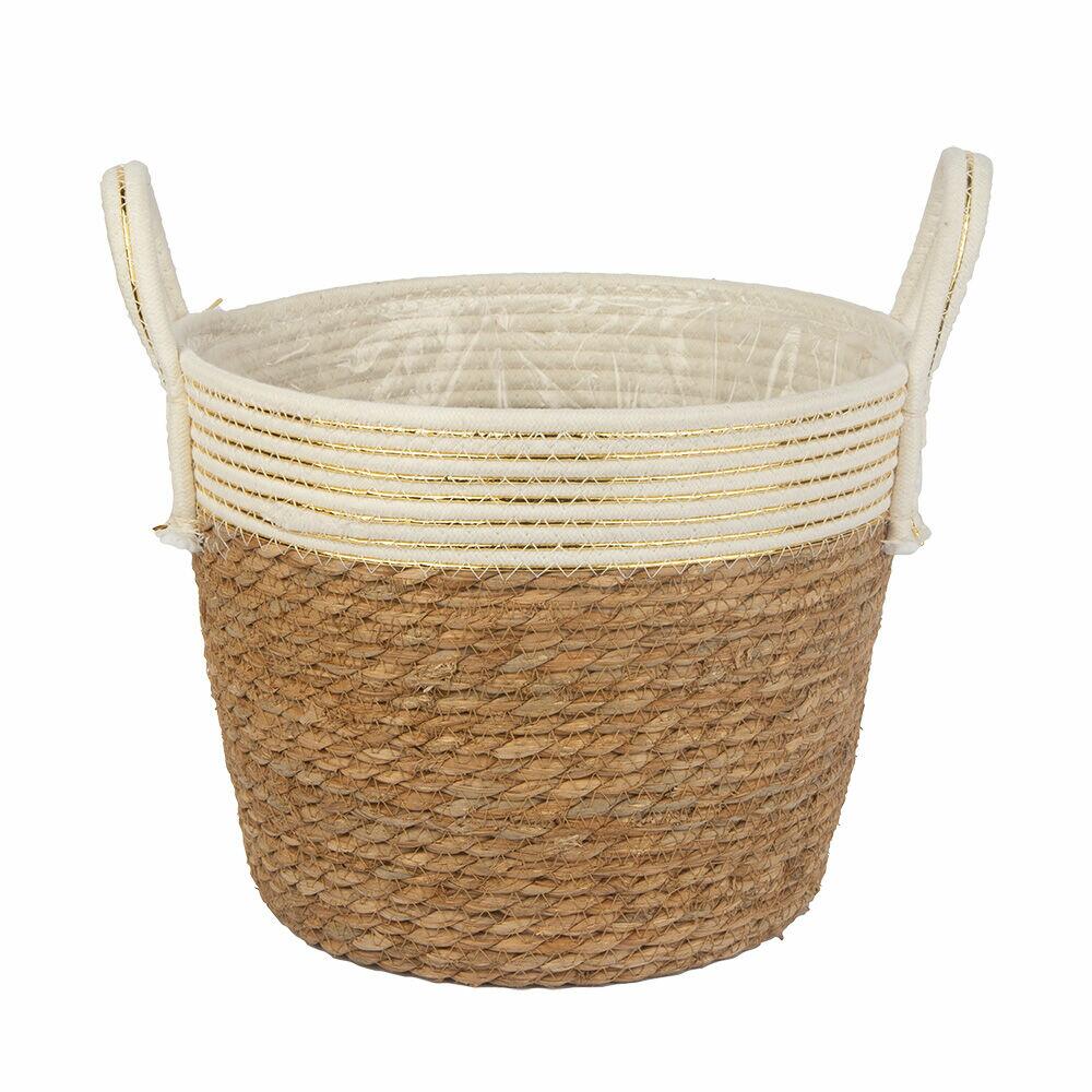 Cachepô Decorativo com Alça 25x25x19cm Natural Fascino