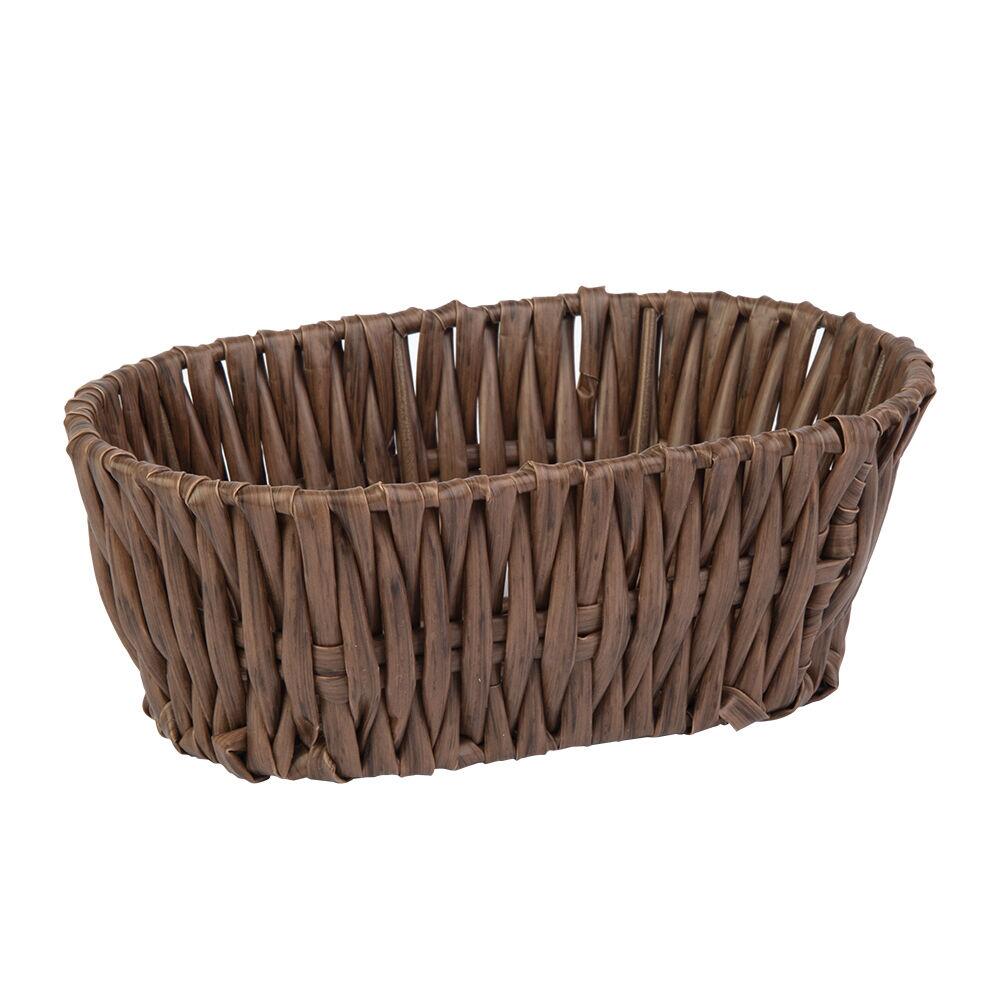 Cesta Organizadora Oval PVC 21cm Marrom Diagonal