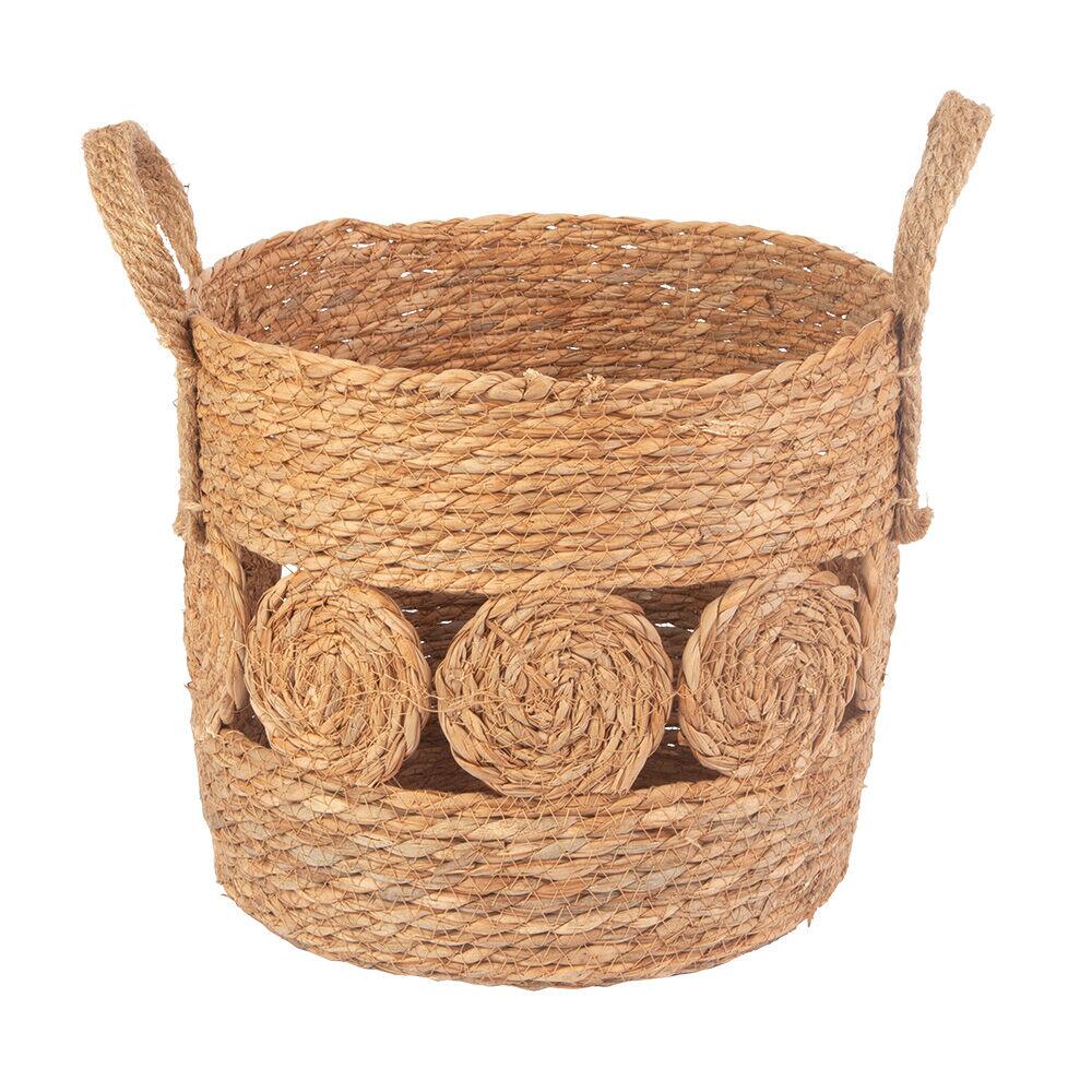 Cesta Decorativa Vazada com Alça Natural 31cm Diagonal