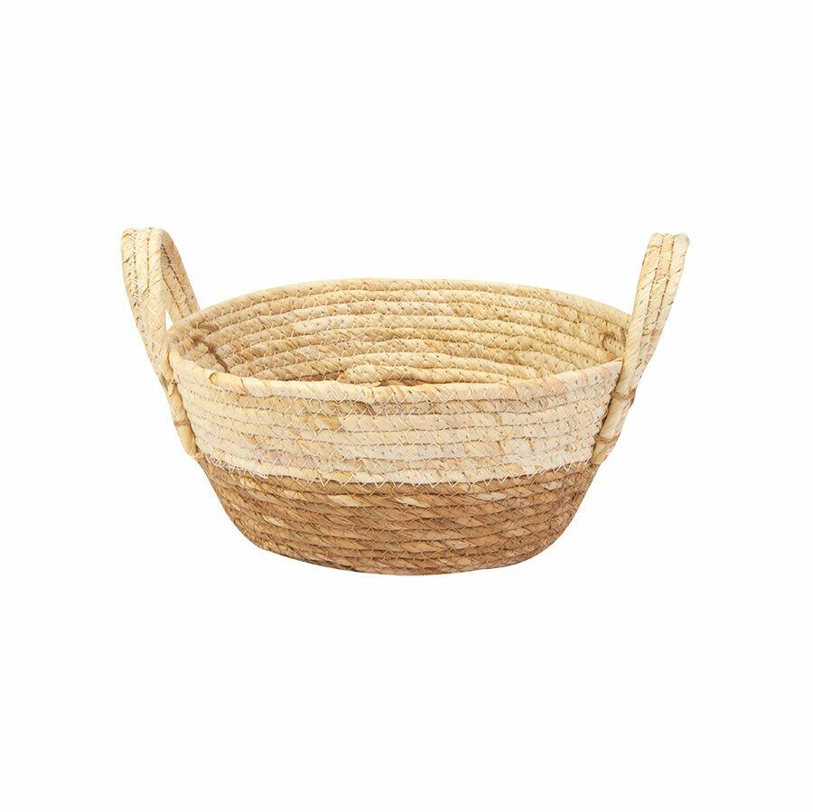 Cesta Decorativa com Alça 27X27X13cm Bege Diagonal