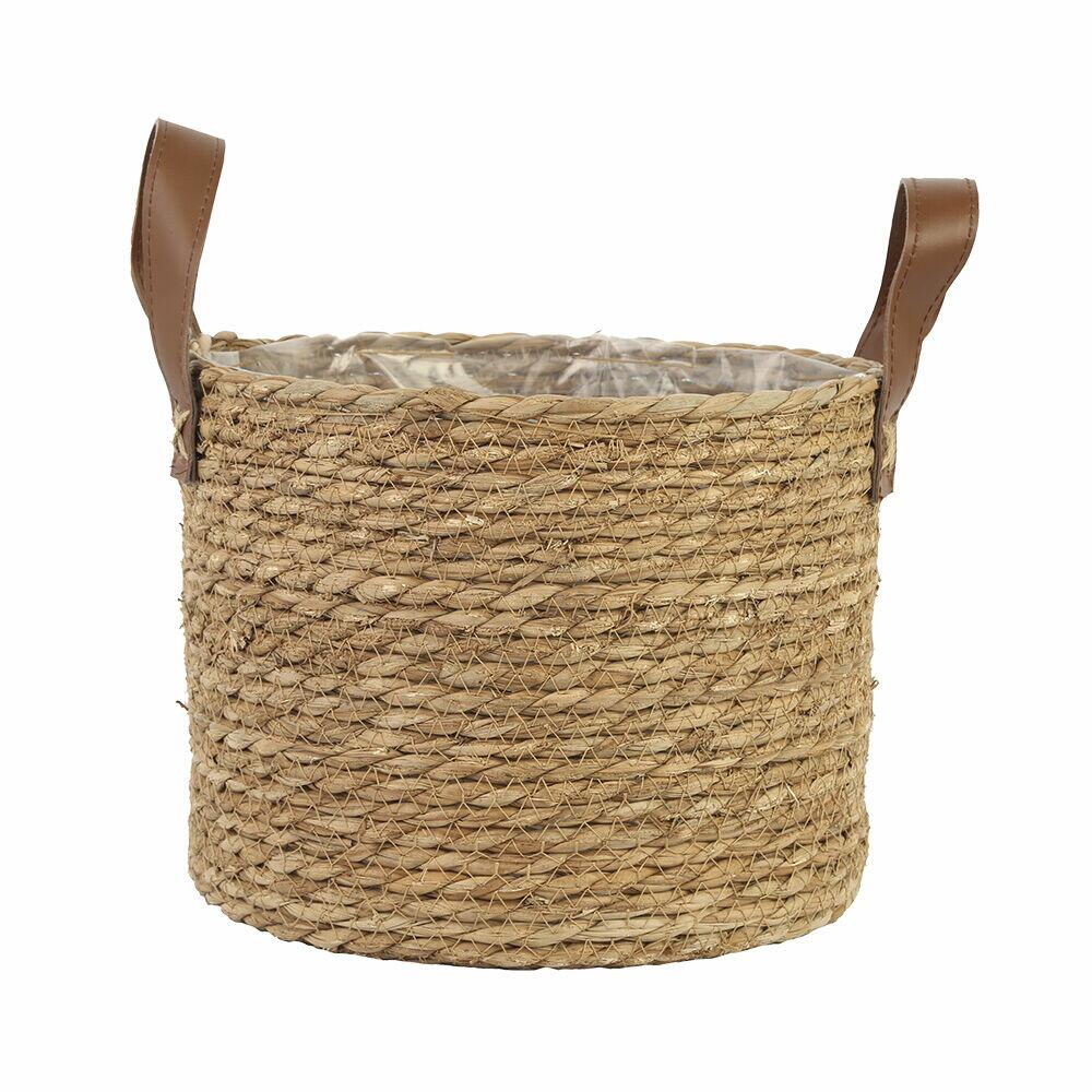 Cesta Decorativa com Alça Natural 24x24x19cm Fascino