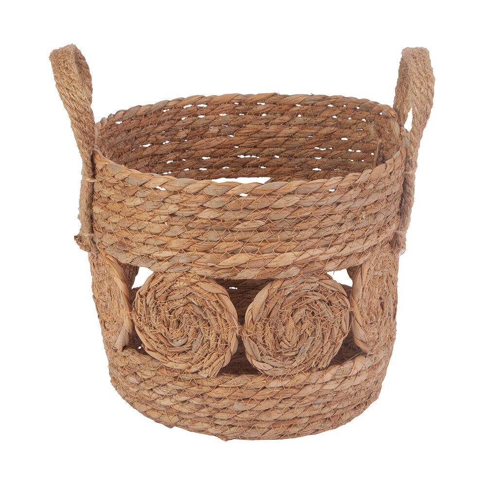 Cesta Decorativa Vazada com Alça Natural 26cm Diagonal