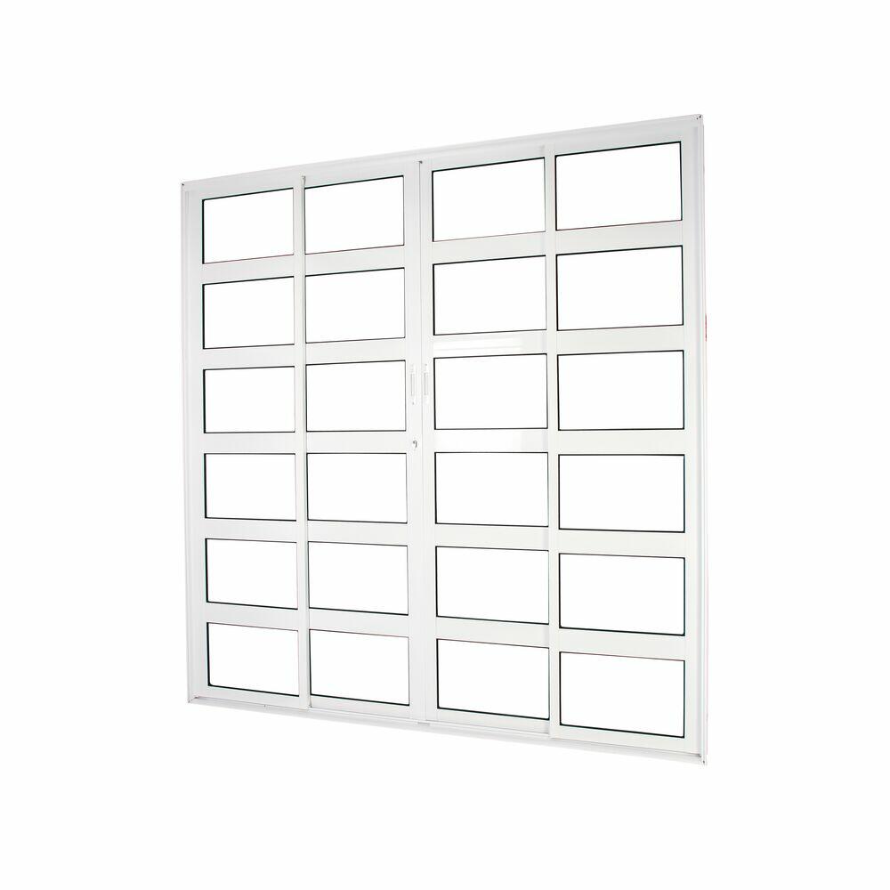 Porta de Correr 4 Folhas 2 Fixas Nobre 210X200 Branco CRV