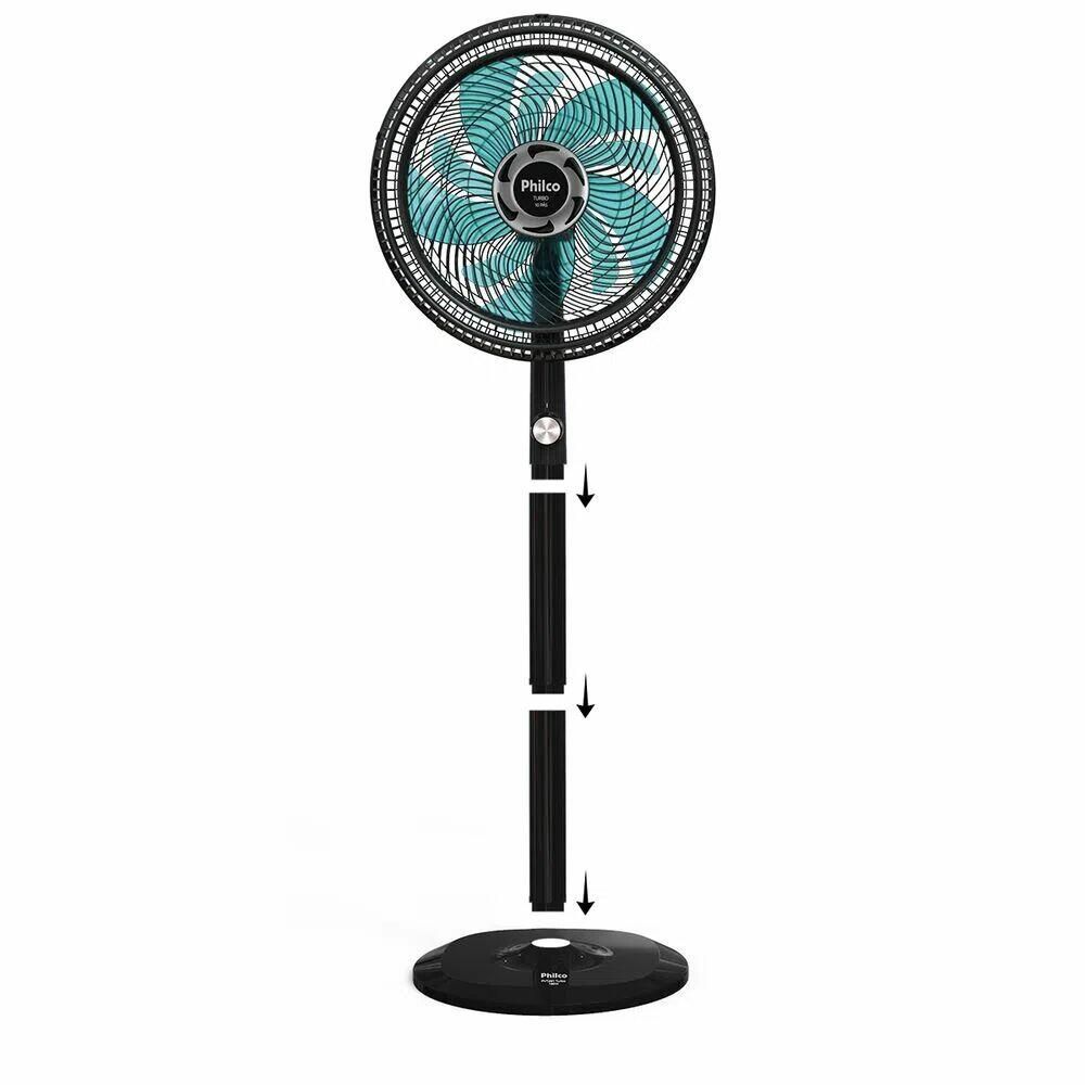 Ventilador com Coluna Turbo 2 em 1 127v Preto e Azul Philco