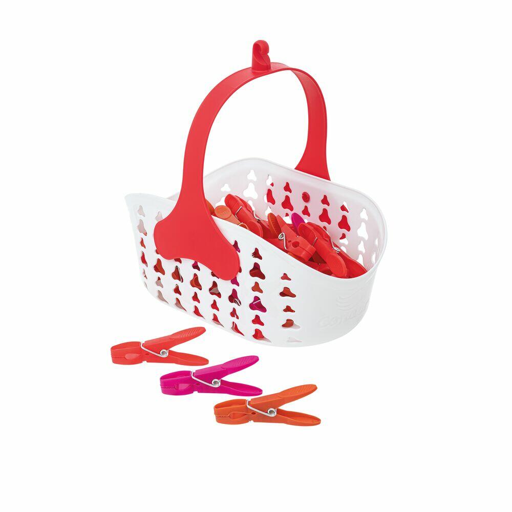 Prendedor de Roupa 24 Peças com Cesto Vermelho Condor