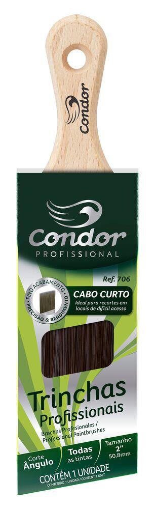 Pincel Trincha Sintética Angular Profissional Cabo Curto Condor
