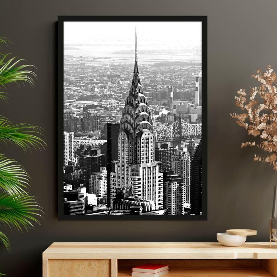 Quadro New York 50x70 Preto Diagonal