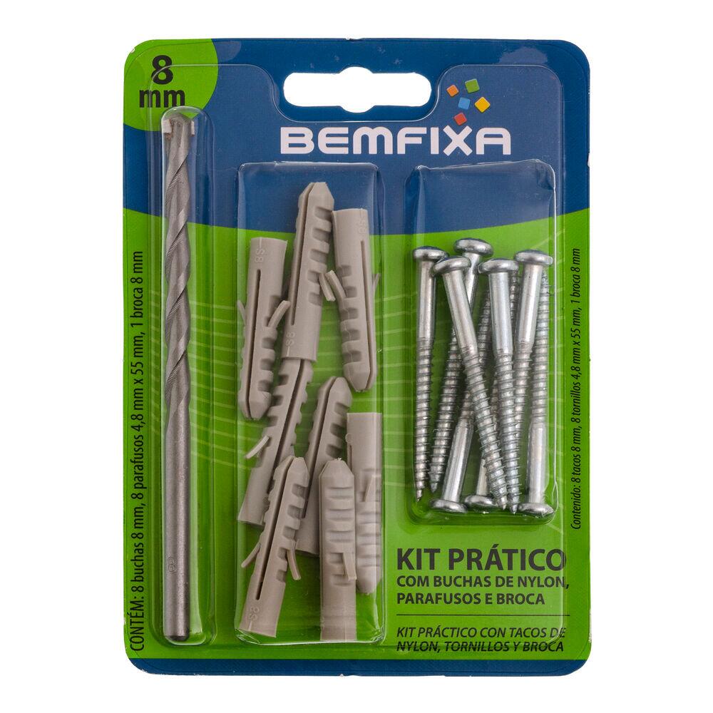 Kit Buchas com Parafusos Broca Prático Cromado 8mm Bemfixa