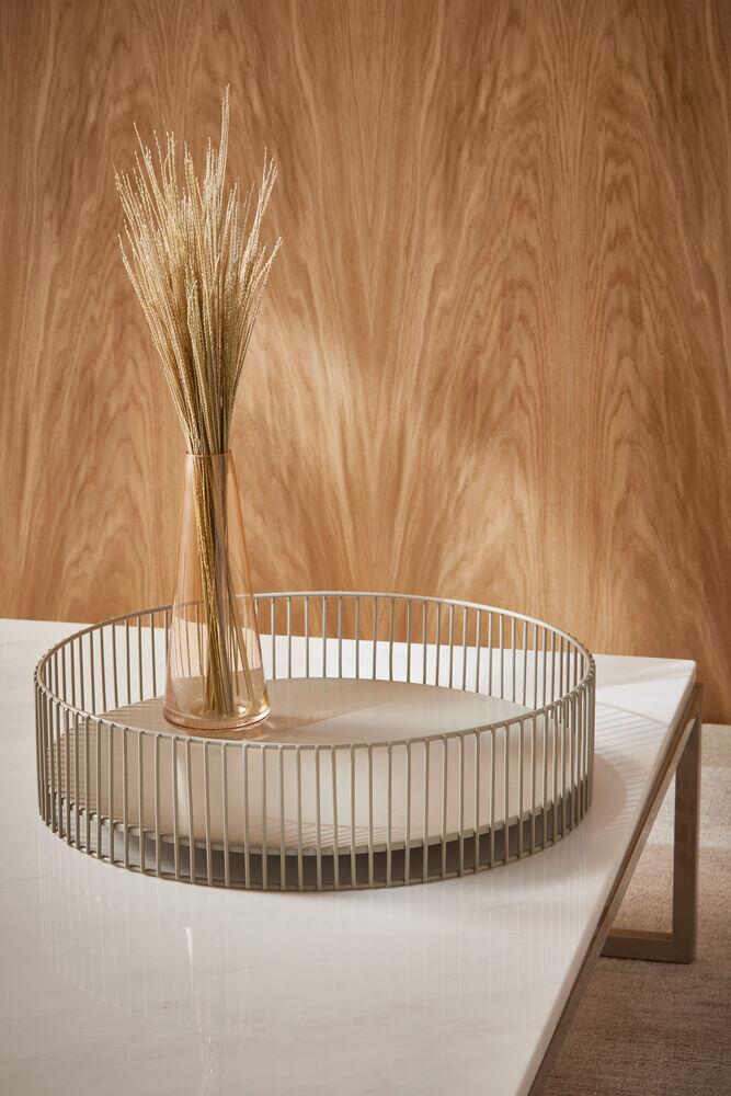 Centro de Mesa Metal 10x40cm Cinza Mart Collection