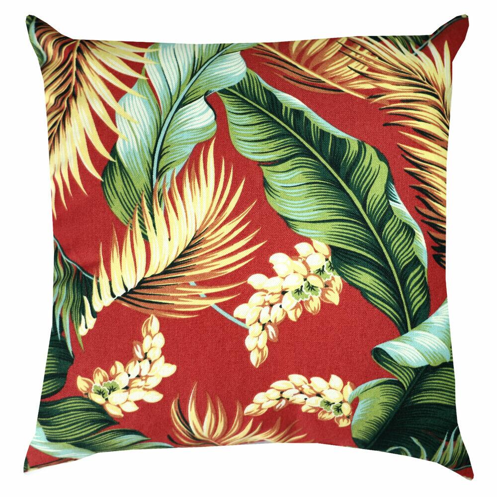Almofada Astúrias Folhagem 43x43cm Vermelho Diagonal